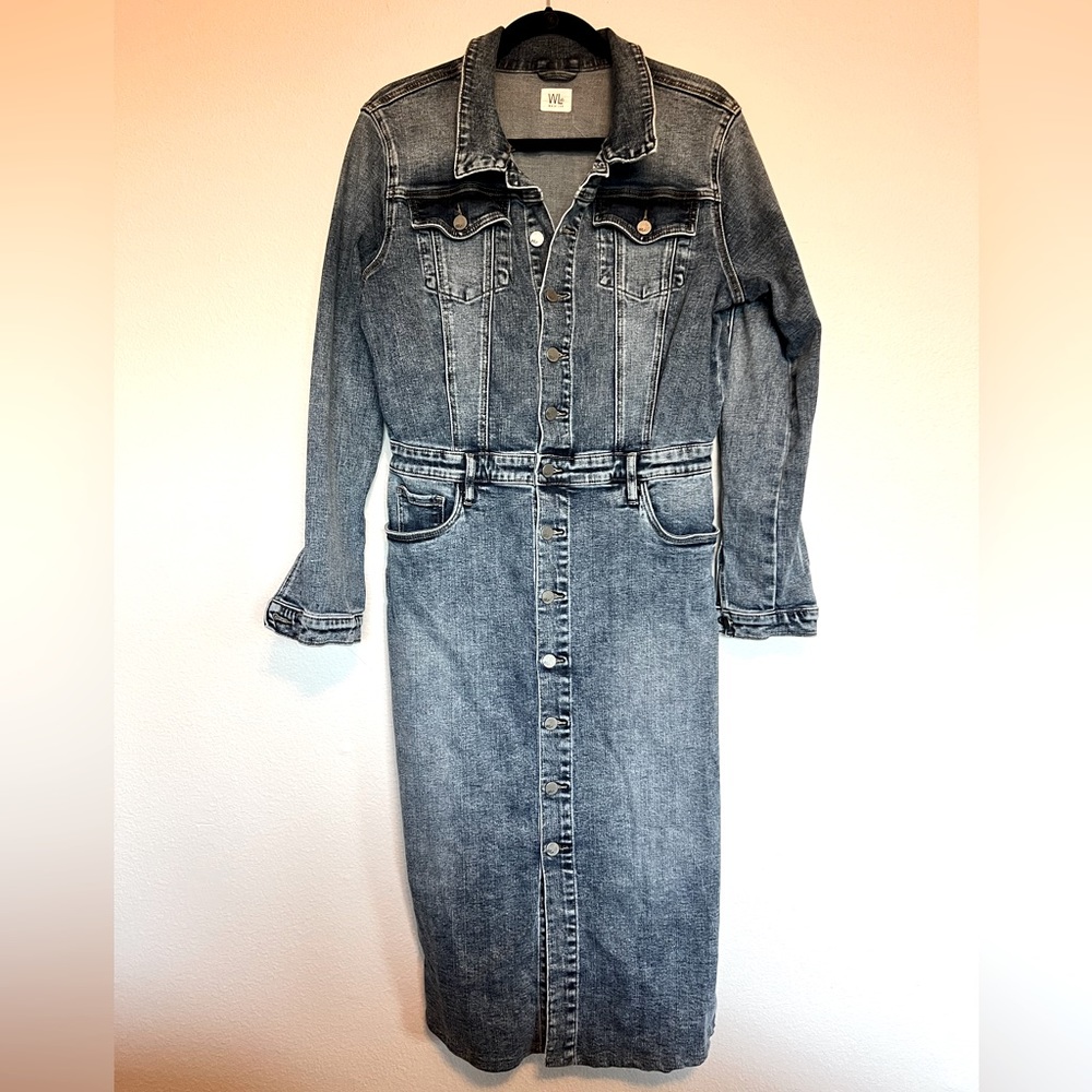 Wash Lab stretch denim mid length dress. Size M